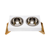 Elevated Wooden Dog Food & Water Bowl Set