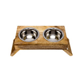 Elevated Wooden Dog Food & Water Bowl Set