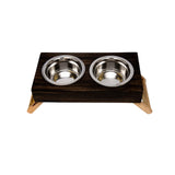 Elevated Wooden Dog Food & Water Bowl Set