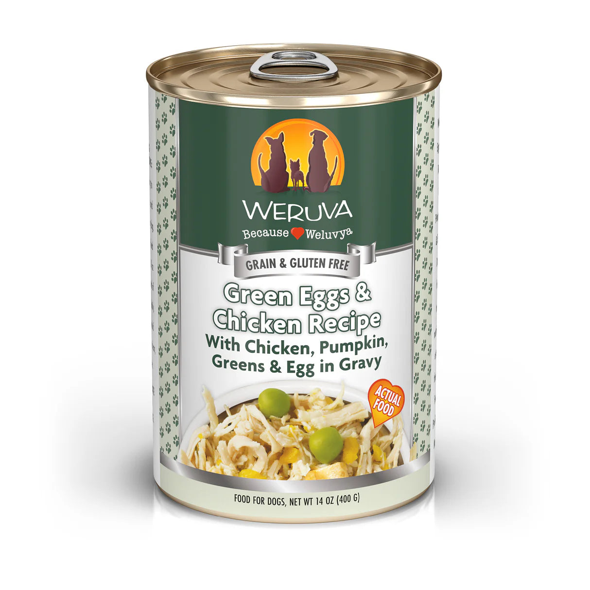 Weruva Green Eggs & Chicken Recipe with Chicken, Pumpkin, Greens & Egg in Gravy Dog Food 14OZ