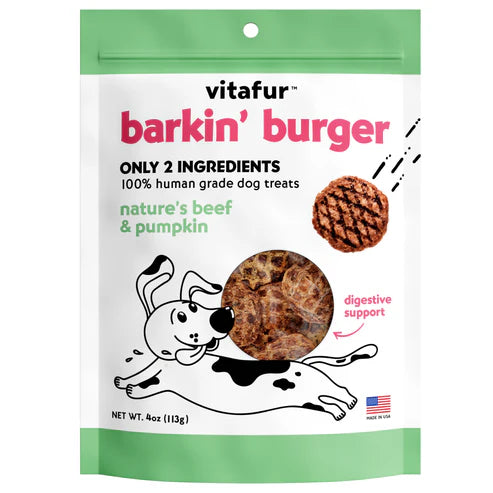 VITAFUR BARKIN BURGERS BEEF AND PUMPKIN 4OZ