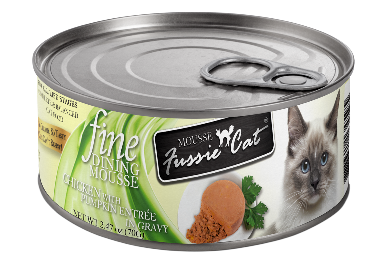 FUSSIE CAT FINE DINING MOUSSE 2.47OZ CAN CHICKEN WITH PUMPKIN