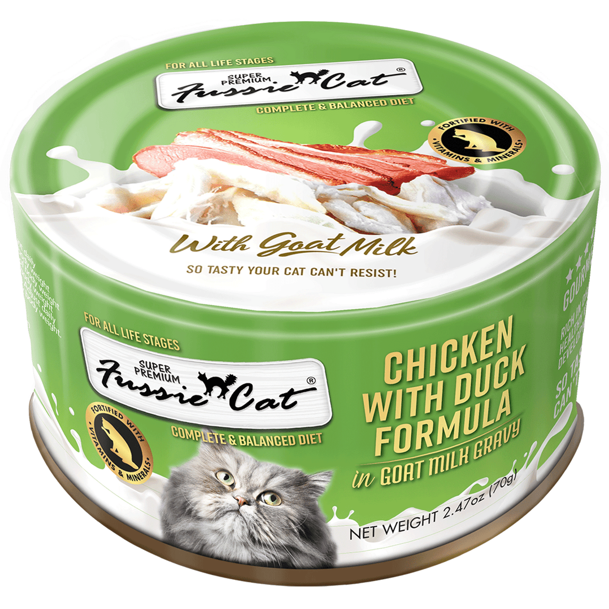 FUSSIE CAT CAN GOAT MILK GRAVY CHICKEN WITH DUCK 2.47OZ