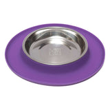 MESSY CATS SINGLE SILICONE CAT FEEDER WITH STAINLESS STEEL BOWL PURPLE