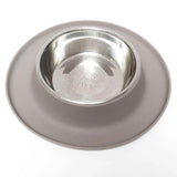 MESSY MUTTS Single Silicone Feeder with Stainless SteelBowl - Gray