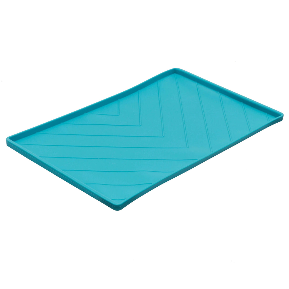 Messy Mutts Non-Slip Dog Bowl Mat with Raised Edge - Blue