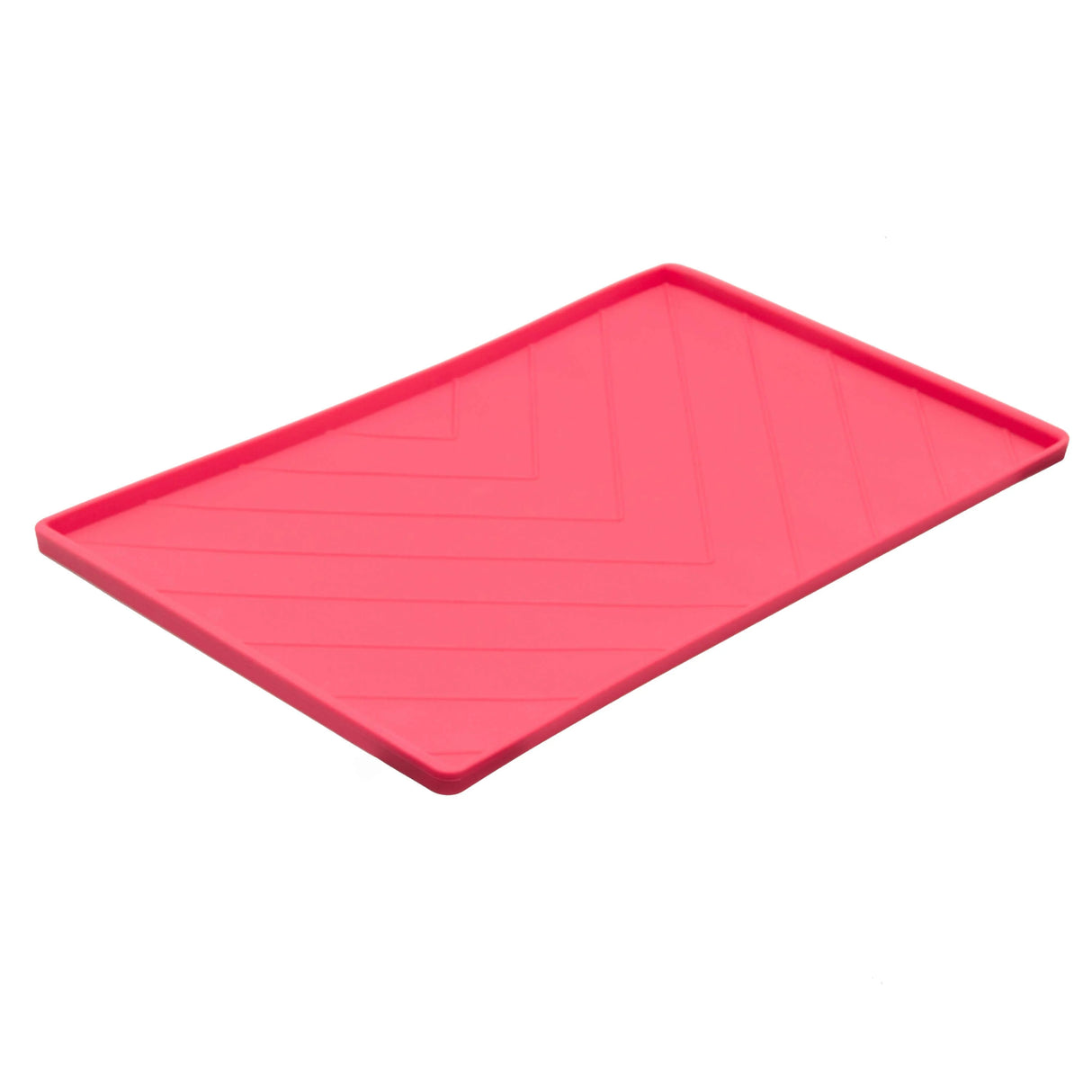 MESSY MUTTS Non-Slip Dog Bowl Mat with Raised Edge - Red