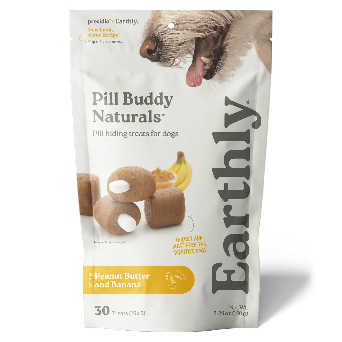 Pill Buddy Naturals pill-hiding dog treat pouch, peanut butter and banana flavor