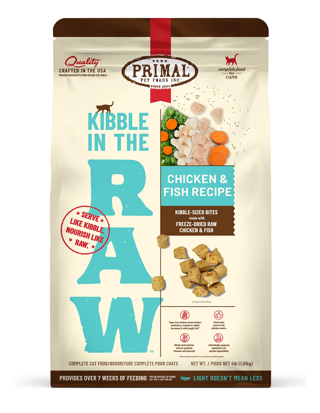 Primal Kibble in the Raw Cat Food Chicken and Fish Recipe