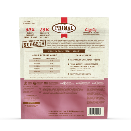 PRIMAL FROZEN RAW TURKEY AND SARDINE