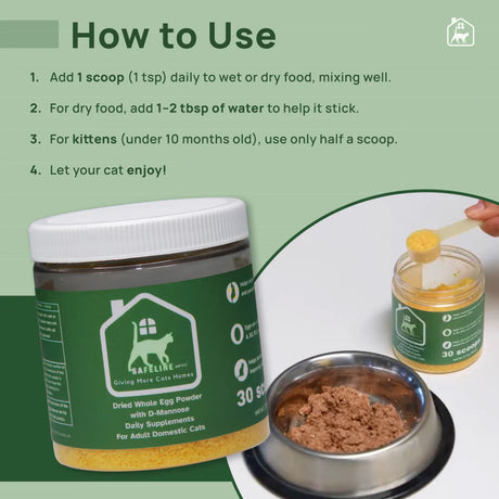 SAFELINE ALLERGY REDUCING DRIED EGG POWDER FOR CATS