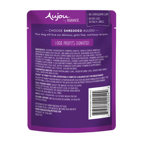 RAWZ Aujou Chicken Breast & Pumpkin Recipe Dog Food 2.5OZ