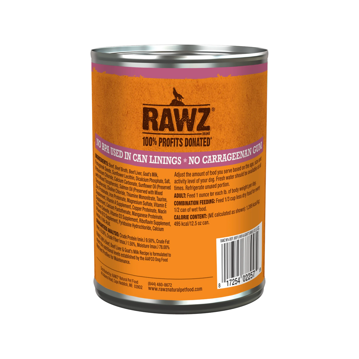 RAWZ With Goat's Milk 96% Beef & Beef Liver Dog Food