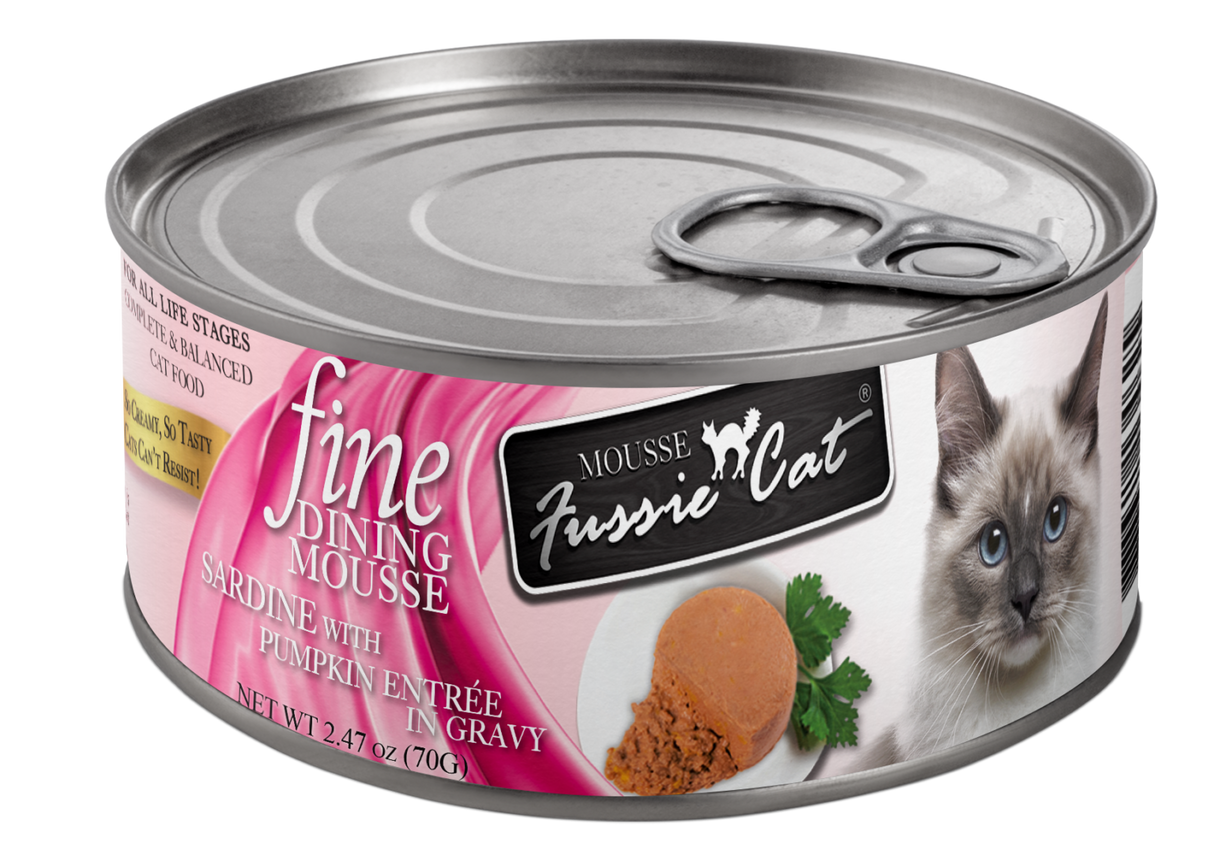 FUSSIE CAT FINE DINING MOUSSE 2.47OZ CAN SARDINE WITH PUMPKIN
