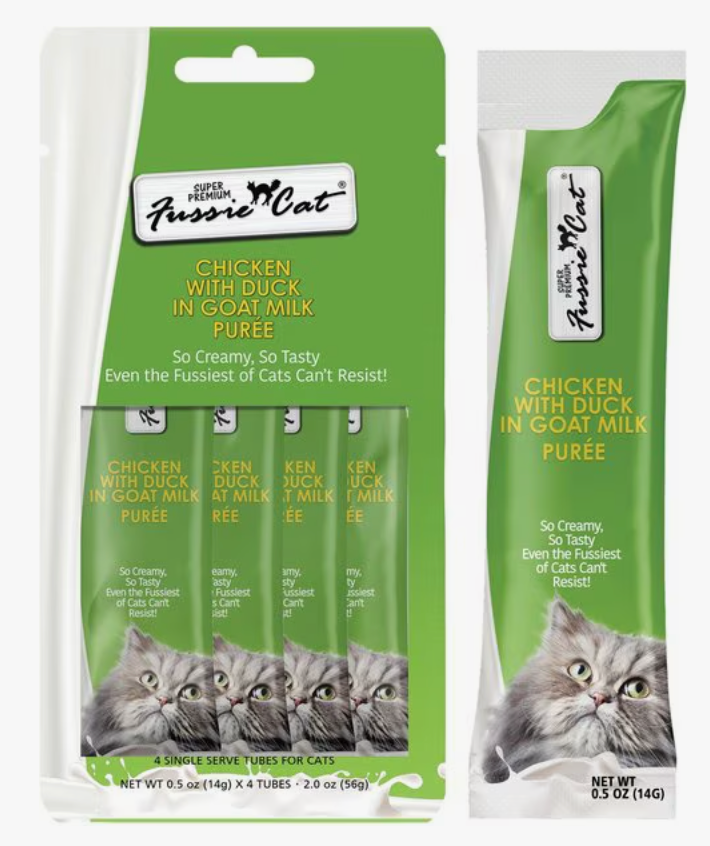 FUSSIE CAT PUREE GOAT MILK CHICKEN WITH DUCK 4PK