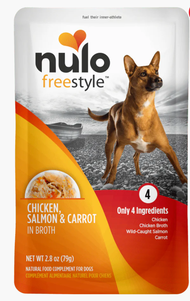 NULO FREESTYLE 3OZ POUCH CHICKEN, SALMON AND CARROT
