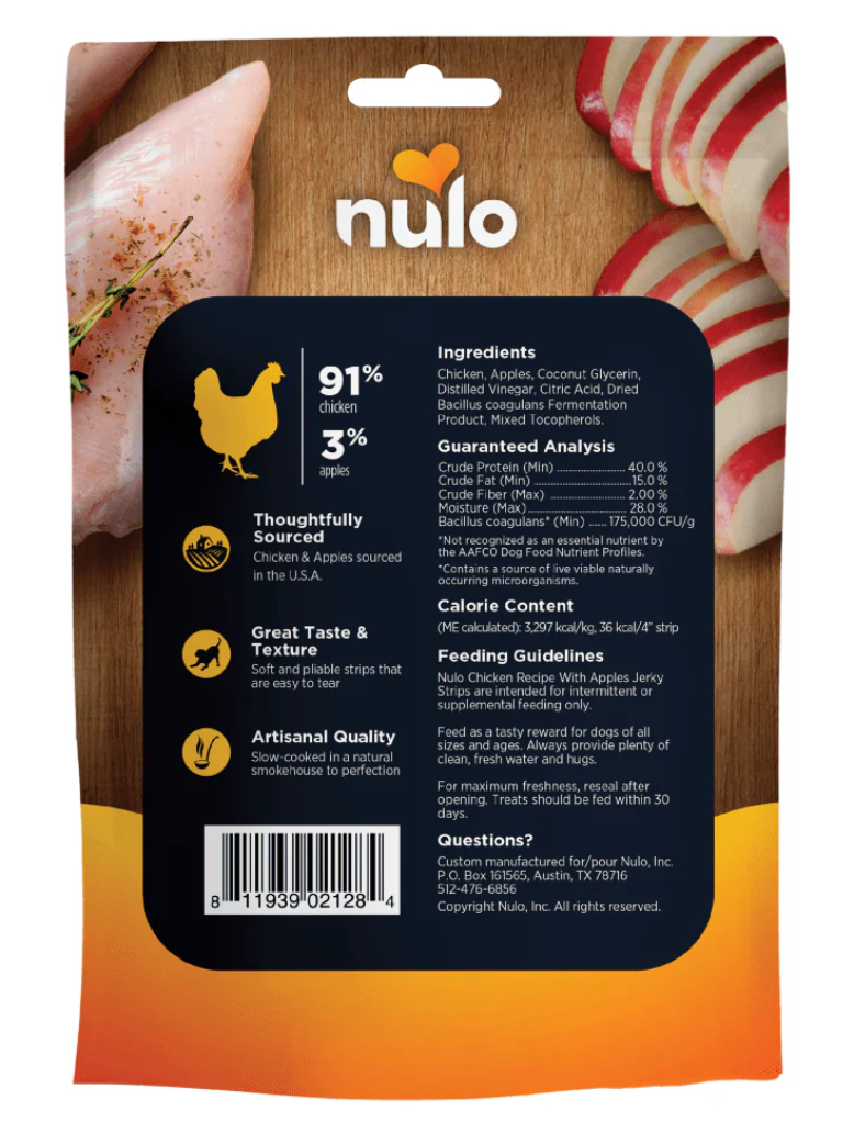 NULO JERKY STRIPS CHICKEN WITH APPLES