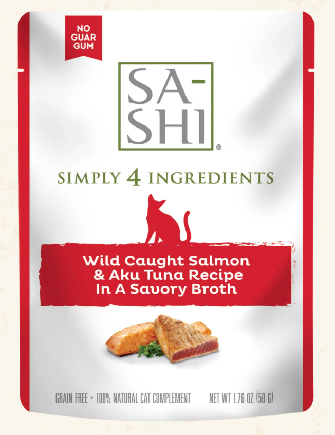 RAWZ CAT POUCH SA-SHI SALMON AND AKU TUNA CAT FOOD RECIPE IN SAVORY BROTH 1.76OZ