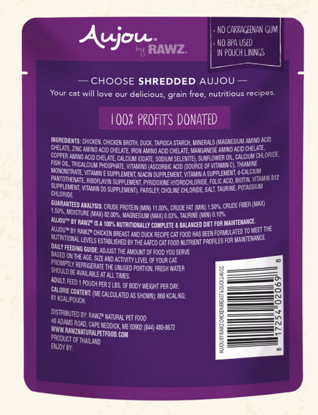 RAWZ Aujou Chicken Breast & Duck Recipe Cat Food 2.46OZ