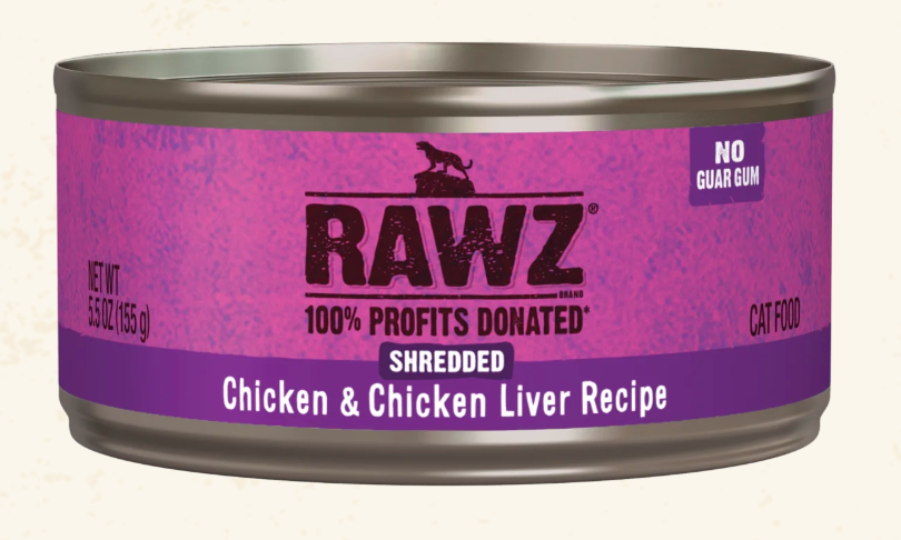RAWZ CAT CAN SHREDDED CHICKEN AND CHICKEN LIVER CAT FOOD RECIPE 3OZ