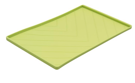 MESSY MUTTS Non-Slip Dog Bowl Mat with Raised Edge - Green