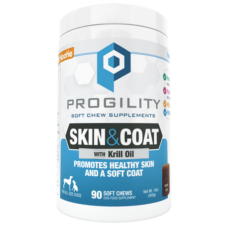 Nootie Progility skin & coat soft chew supplement bottle, 90 soft chews