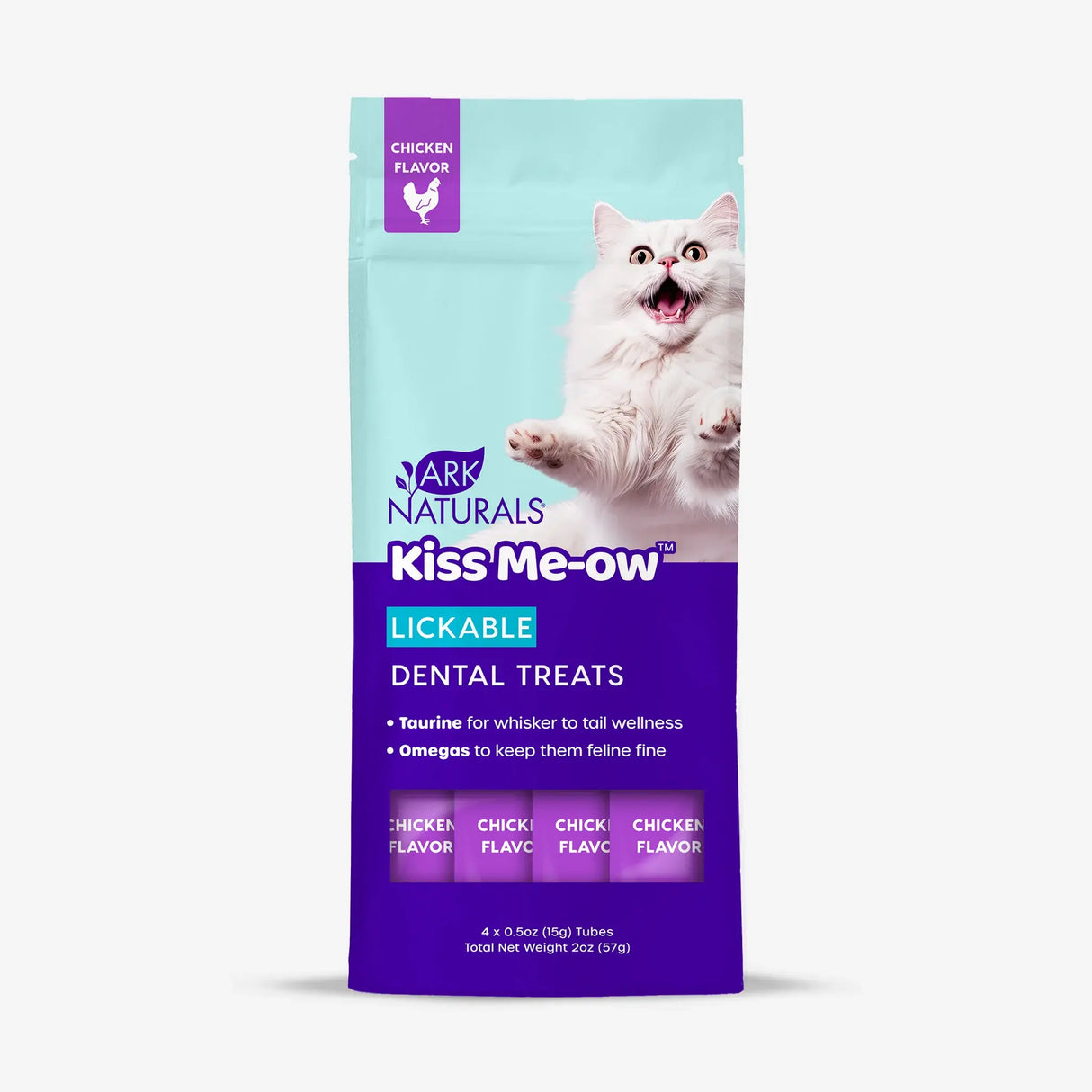 ARK NATURALS CAT KISS ME-OW DENTAL LICK TREATS CHICKEN 4PK
