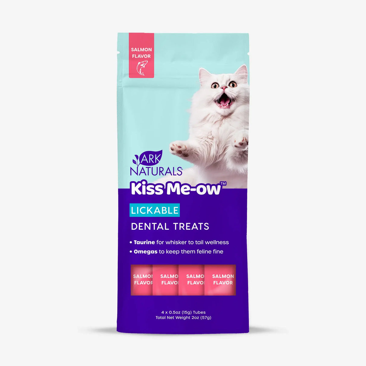 ARK NATURALS CAT KISS ME-OW DENTAL LICK TREATS SALMON 4PK