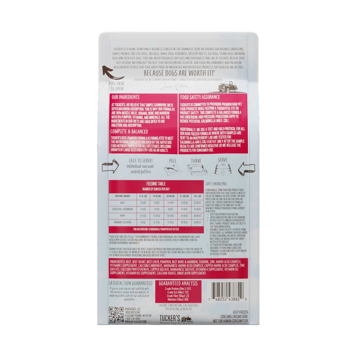 Tucker's Beef and Pumpkin Frozen Raw Dog Food