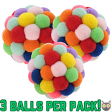 Smokey's Stash Cat Toy Plush Pom Cat Balls with Bells Inside
