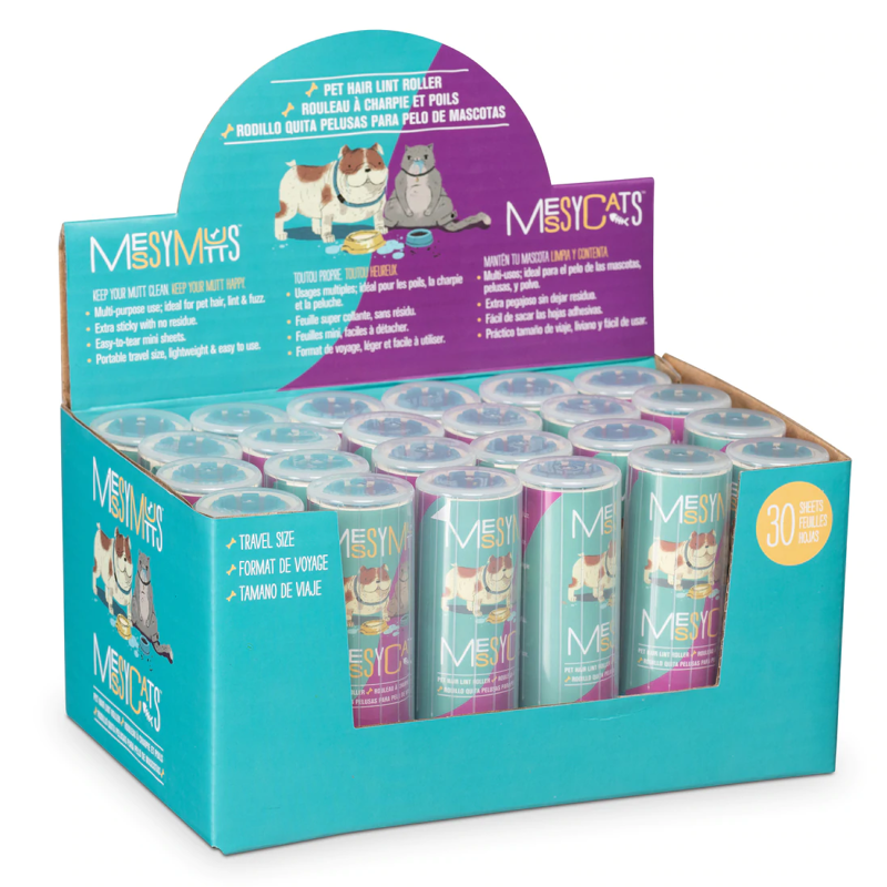 Messy Mutts Pet Hair Lint Roller - Travel Size, 6.8"