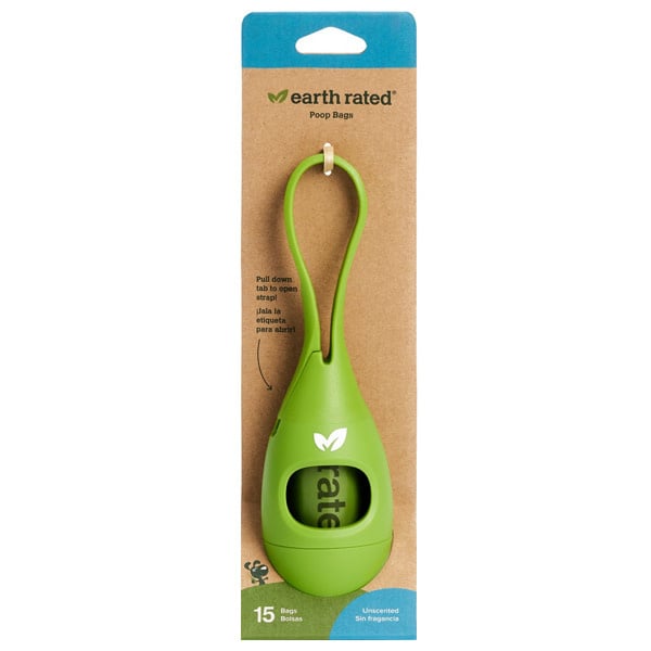 Earth Rated Poop Bag Dispenser with 15 Unscented Bags