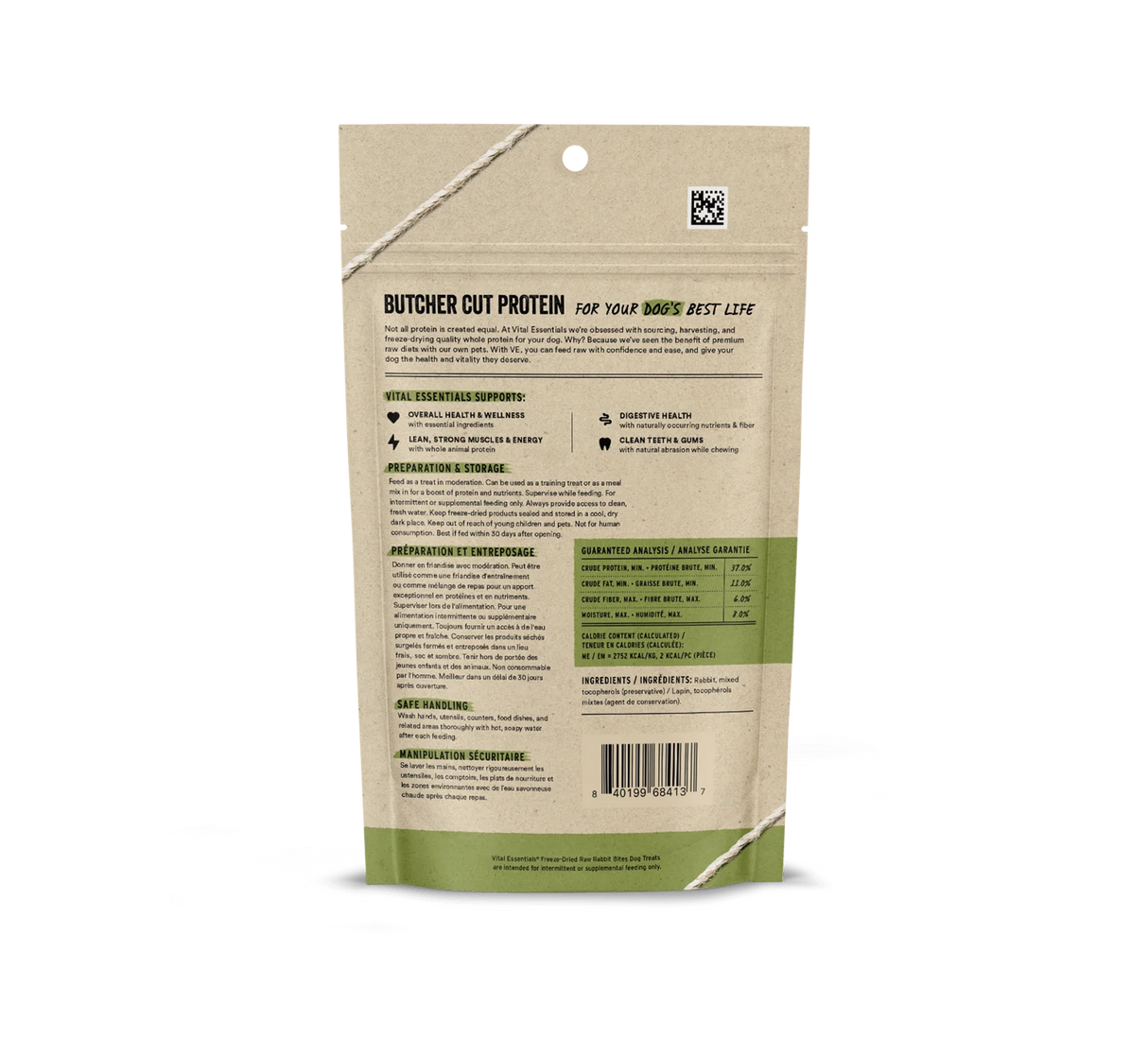VITAL ESSENTIALS FREEZE-DRIED RABBIT BITES DOG TREATS 2OZ