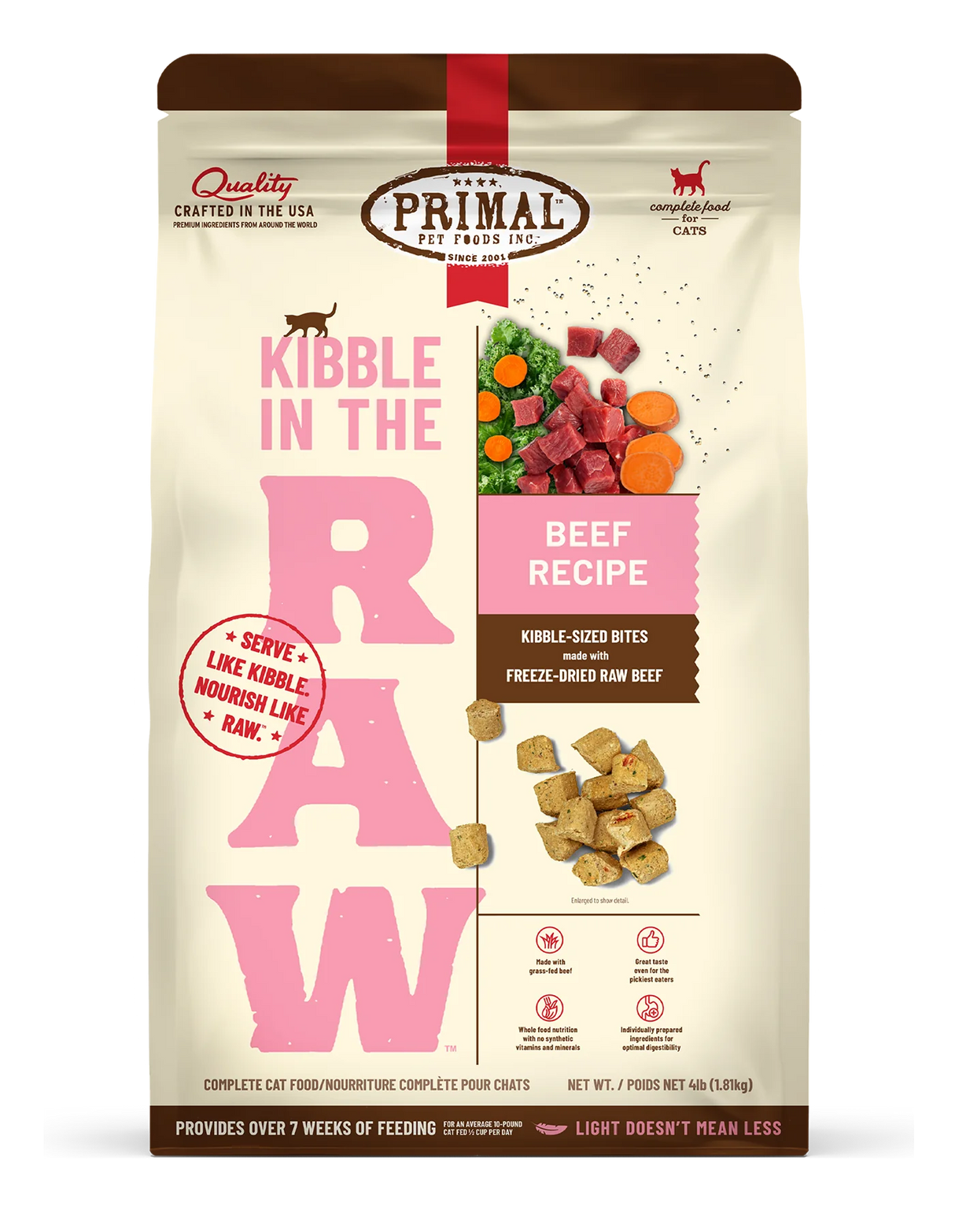 Primal Kibble in the Raw Cat Food Beef Recipe