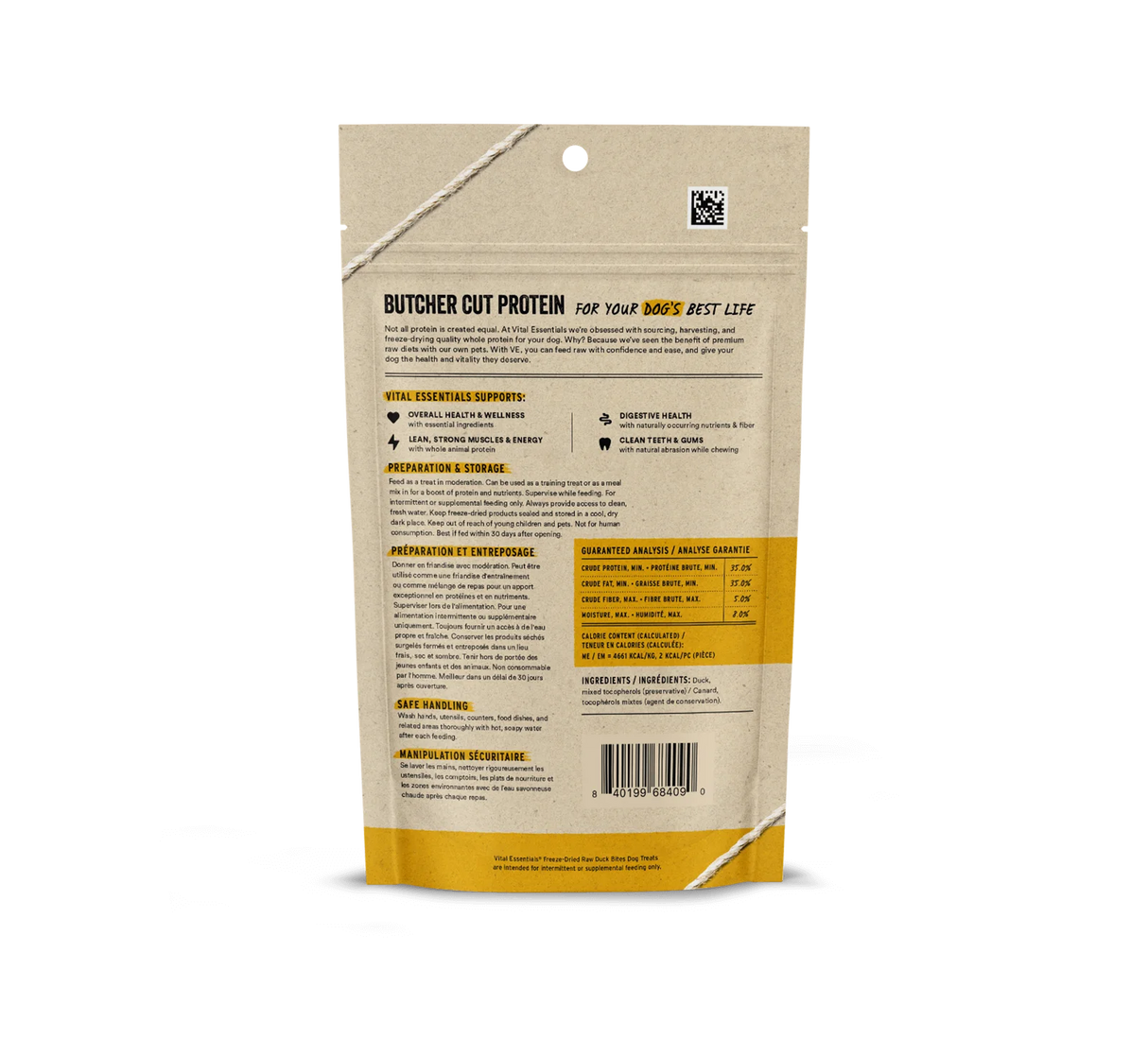 VITAL ESSENTIALS FREEZE-DRIED DUCK BITES DOG TREATS 2OZ