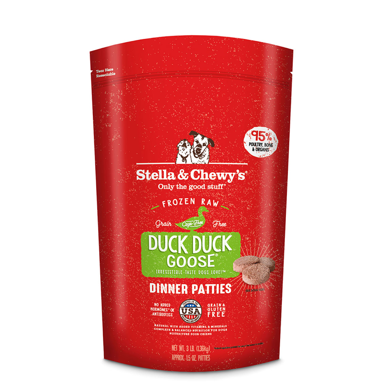 STELLA AND CHEWYS FROZEN RAW PATTIES  DUCK DUCK GOOSE