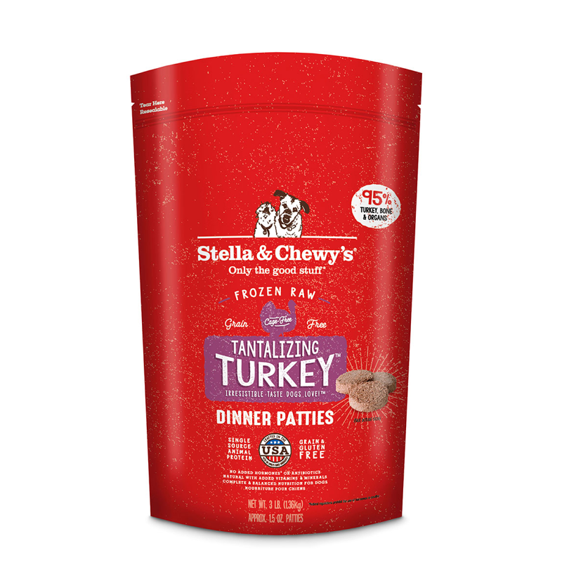 STELLA AND CHEWYS FROZEN RAW PATTIES TANTALIZING TURKEY