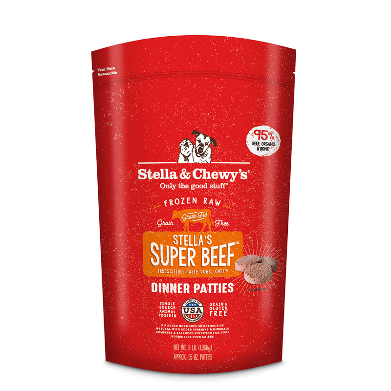 STELLA AND CHEWYS FROZEN RAW PATTIES SUPER BEEF