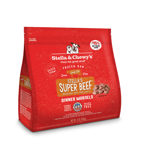 STELLA AND CHEWYS FROZEN RAW MORSELS 4LB SUPER BEEF
