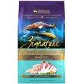 ZIGNATURE Whitefish formula dog dry food bag, front label with fish and probiotics text