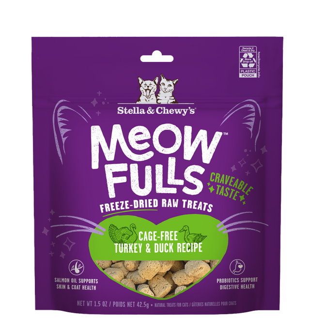 STELLA AND CHEWYS CAT MEOWFULLS FD TREATS TURKEY/DUCK 1.5OZ