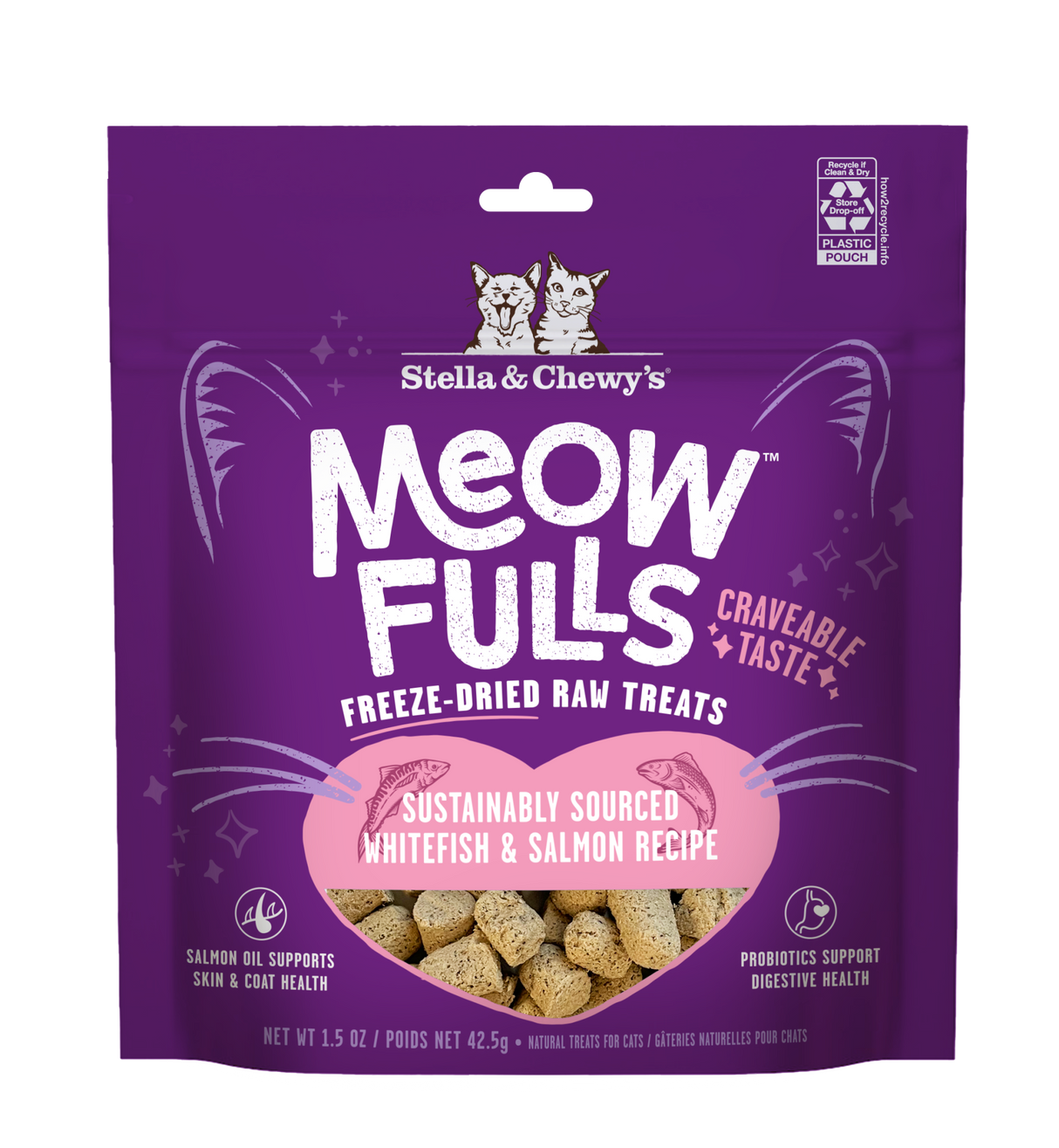 STELLA AND CHEWYS CAT MEOWFULLS FD TREATS WHITEFISH/SALMON 1.5OZ