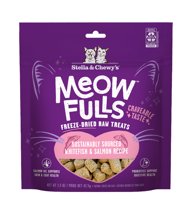STELLA AND CHEWYS CAT MEOWFULLS FD TREATS WHITEFISH/SALMON 1.5OZ