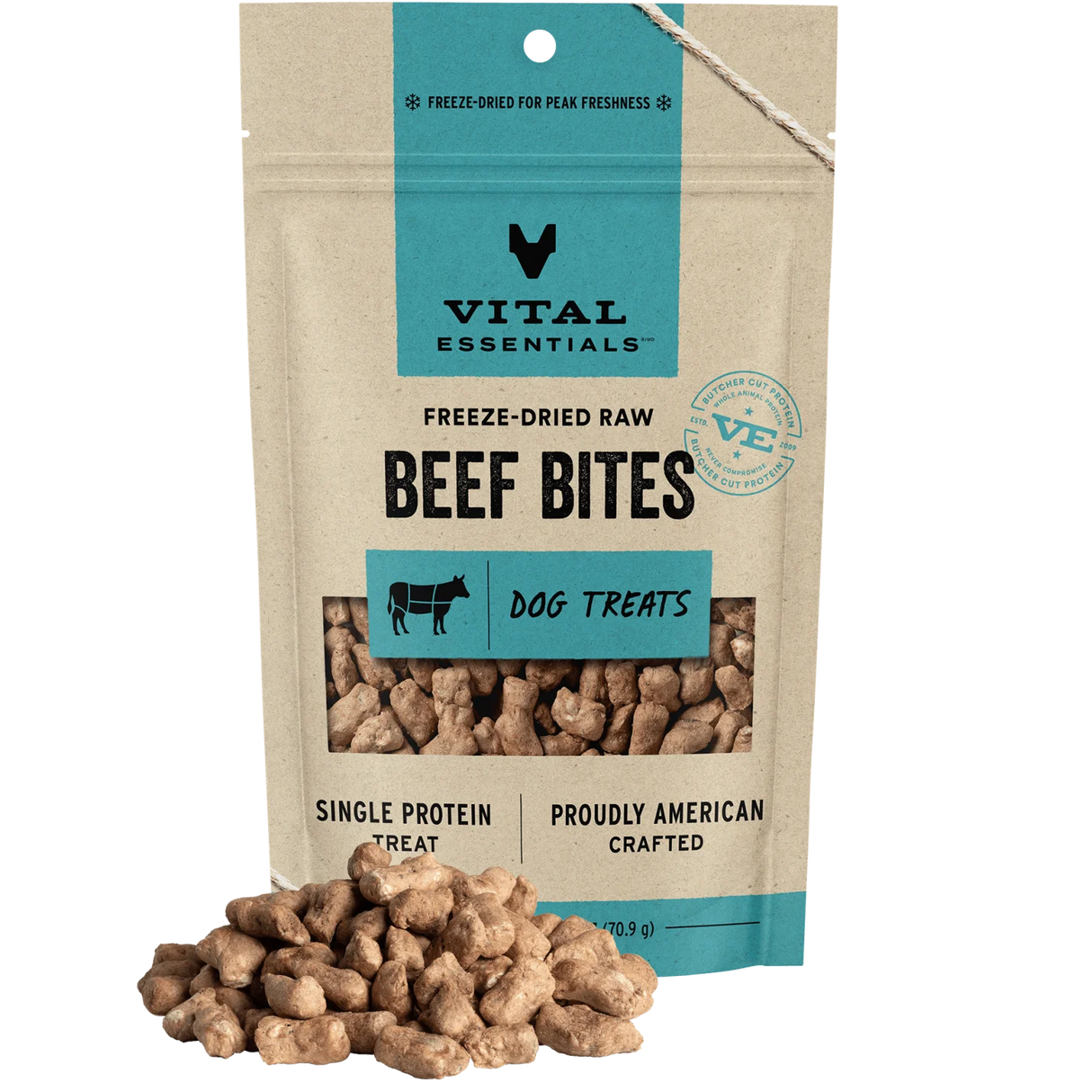 VITAL ESSENTIALS FREEZE-DRIED BEEF BITES DOG TREATS 2.3OZ