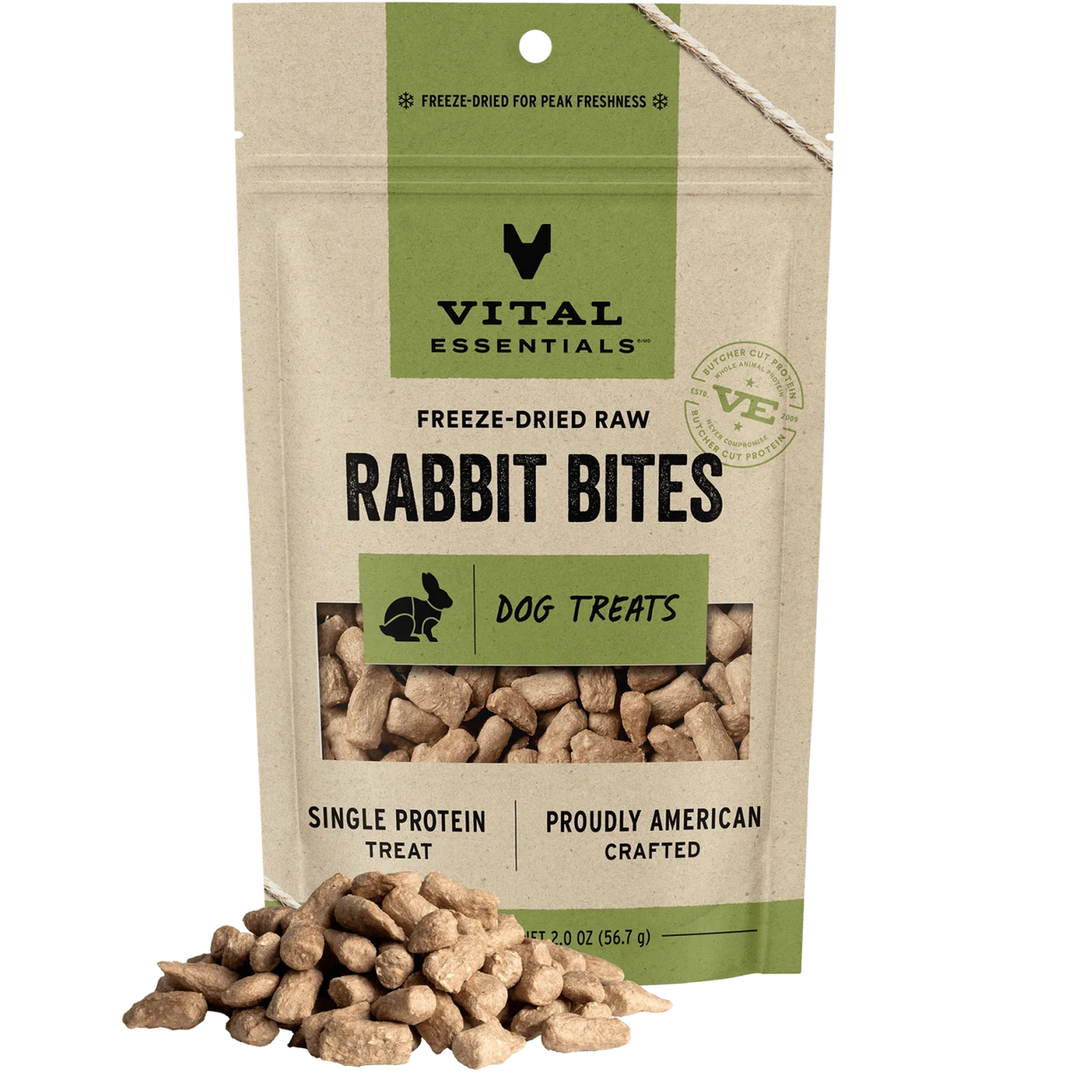 VITAL ESSENTIALS FREEZE-DRIED RABBIT BITES DOG TREATS 2OZ