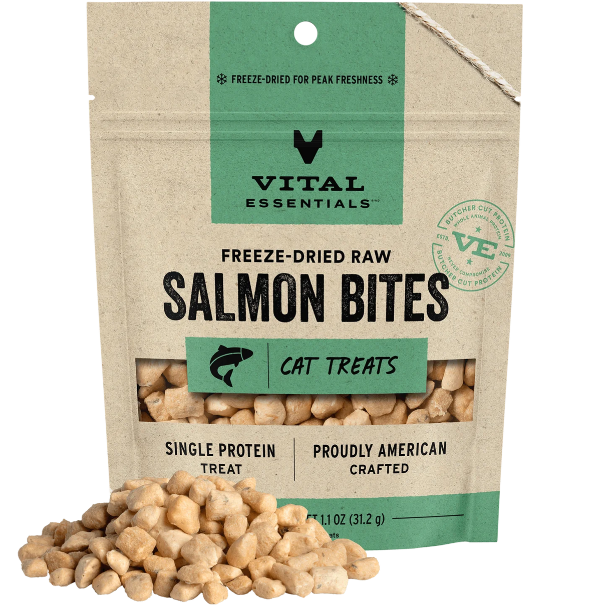 VITAL ESSENTIALS FREEZE-DRIED SALMON BITES CAT TREATS
