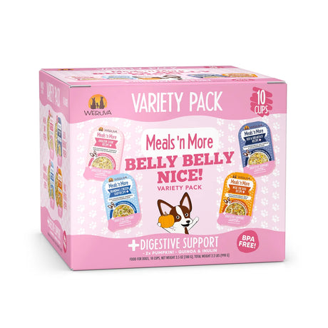 Dog food variety pack box with 10 cups, digestive support, BPA-free