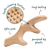 HonestChew chew toy, tan bone/antler with raised stud texture