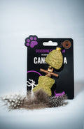 Silvervine catnip fish cat toy, glittery gold fabric with hanging rope details