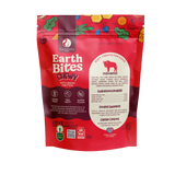 Earthborn EarthBites chewy bison protein dog treat pouch back with ingredient and feeding info